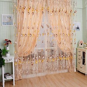 Vorhangvorhänge Blumen Tüll Voile Türfenster Drape Panel Sheer Schal Valances Teiler