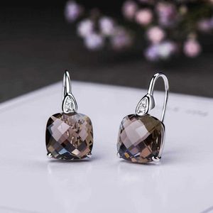 Wholesale smoky quartz earrings resale online - Created Gemstone Emerald green blue Crystal Amethyst Smoky Quartz Earrings Sterling Silver Fine Jewelry For Women H1015