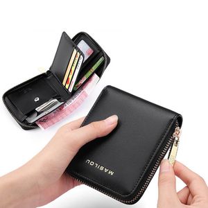 Wallet Fashion Anti Theft Men and Women's Luxury Zipper RFID Genuine Leather Coin Purse Business Female