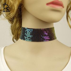 Aluminium Tattoo Choker For Women Necklaces Black Silver Color Vintage Fashion Party Date Lace Chokers Gothic Jewelry