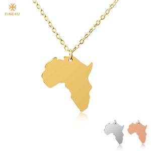 Fin4U N127 Karta över Afrika Halsband Pendants för kvinnor 316L Rostfritt stål Afrikanska kartor Halsband Etiopiska Smycken Partihandel Q0709