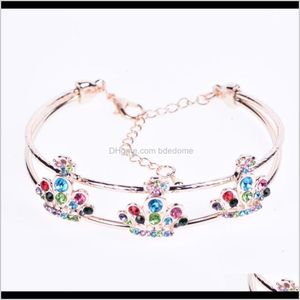 Other Bracelets Drop Delivery 2021 Rose Gold Jewelry Crown Womens Simple Wearing Bracelet Korean Crystal Hand Jewelrysbwc Zyc1Q