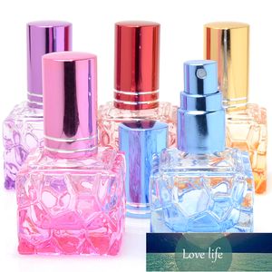 Perfumy Refillable Butelka 7 ml Atomizer Mist Water Cube Kształt Kosmetyczny Pojemnik Kolorowa Szklana Dekoracja Pompa Spray