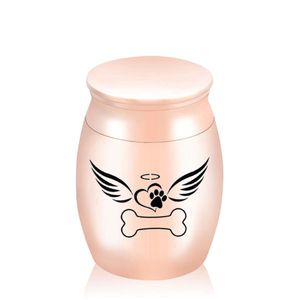 Cremation Pendant Urns Dog Paw Angel Wings Aluminium Alloy Metal Jar Personlig anpassad små aska Minnesmärken för att fira de döda släktingarna/husdjur