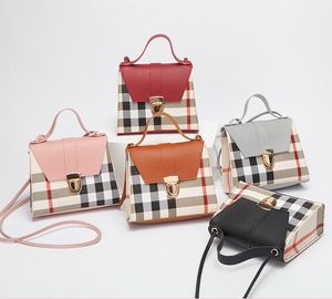 Sevimli Kız Ekose Çanta Moda Çocuklar PU Deri Bir Omuz Çantası Kız Kafes Crossbody Çanta Lady Mini Çanta