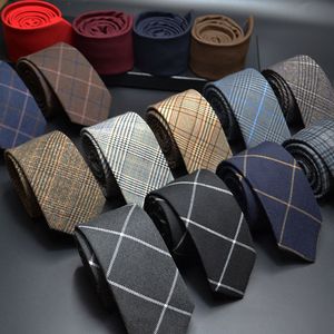 Luxury Mens Ties 6cm Classic Cotton Handmade Skinny Neck Ties for Men Striped Narrow Collar Slim Cashmere Tie Casual Plaid Tie F