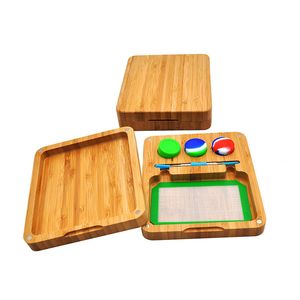 bag Bamboo Box Tray Kits Dabber Tool ml Silicone Jar Dry Herb Containers Tobacco Pipe Dab Mat Wax Oil for Smoking Water Bong