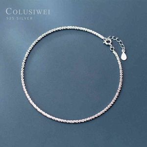 Colusiwei Autentyczne 925 Sterling Gwiaździste Dla Kobiet Prosta Srebrna Noga Anklet Koreański Styl Kobieta Moda Biżuteria