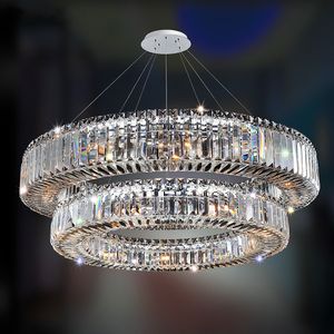 Contemporary LED Round Chandelier Lighting Modern Crystal Bedroom Lamp Art Deco Chrome Living Room Light Fixture