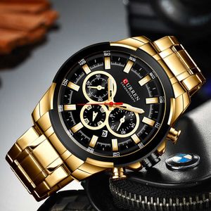 Curner Topブランドの高級メンズウォッチスポーツウォッチカジュアルクォーツ腕時計ステンレスクロノグラフ時計Reloj hombres Q0524
