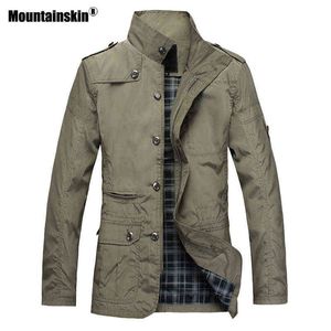 Mountainskin Men's Thin Jackets Hot Sell Casual Wear Korean Comfort Windbreaker Spring Autumn Overcoat Men Trench Coat 5XL SA608 Y1122