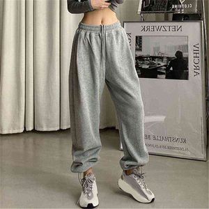 Mulheres calças pretas jogging sweatpants mulheres para calças folhadas esportes calças cinza corredor cinza cintura alta suor casual calças femininas y211115