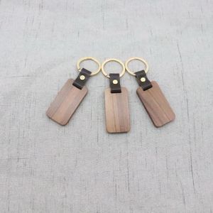 Commercio estero personalizzato Keychain in legno può essere stampato Pendente ad anello per fibbia in pelle quadrato