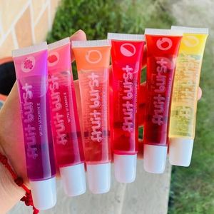 Doftande gelé lipgloss frukt burst läpp olja plumping läppar balm moisturizer glänsande vitamin E mineraloljor