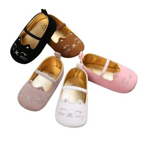 Sapatos de solado com cadarço de gato fofo para bebês meninas tênis de berço sapatos de verão primeiros caminhantes