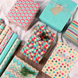 Presentförpackning 6st Polka Dot Striped Wrapping Papper Liten Frisk Jul Valentinsdag Födelsedag Spot