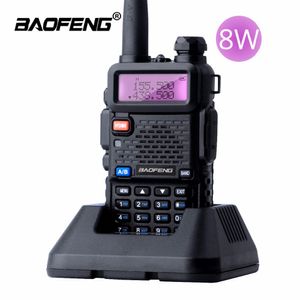 Baofeng UV-5R 8W Walkie Talkie 10km Banda Dupla UV 5r Presunto Vox Flashlight Handheld Handheld Longo Caça Portátil Rádio