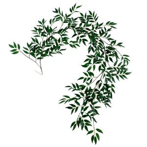 Decorative Flowers & Wreaths 1.8M Artificial Fake Eucalyptus Willow Leaves Green Plants Wedding Diy Decor Plant Leaf Simulation Rattan Home