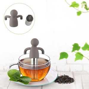 Silicone Stainless Steel Humanoid Tea Strainers Filter Leakage Infuser Cup Decoration Creative Ornament Gadgets Lazy Tealeaf Diffuser YL0358