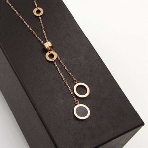 Wholesale circle shell necklace for sale - Group buy Famous Brand Stainless Steel Roman Numerals Love Circle Round Shell Adjust Pendant Necklaces Women Wedding Party Gift