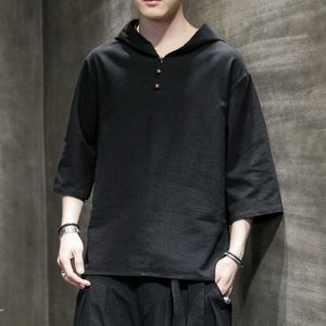 Çince Moda Kıyafetleri toptan satış-MRGB erkek Çin tarzı Moda Keten Pamuk Kısa Kollu Tees Erkek Katı Renk T Shirt Giyim T Shirt