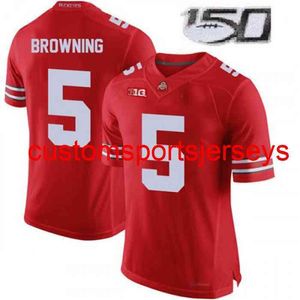 Genähtes NCAA-150.-Trikot der Ohio State Buckeyes #5 Baron Browning für Männer und Frauen, Rot, individuell, mit beliebiger Namensnummer, XS-5XL, 6XL