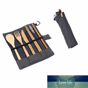 Geschirr-Set, Bambus-Besteck, Zero Waste, Holzutensilien, tragbares Besteck, Messer und Gabel, Reise-Zahnbürste, Stoffbeutel, Geschirr, Fabrikpreis, fachmännisches Design