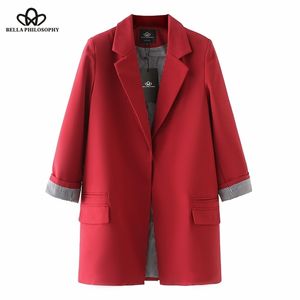 Frühlingsfrauen vollständige Ärmel Casual Blazer Ladies Plus Size Outwears Single Breasted Long Jacket 210930