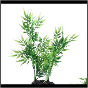 Folhas de bambu verdes decorações em forma de grama artificial decorativa para aquário fish tank nmdfh 0lc7s