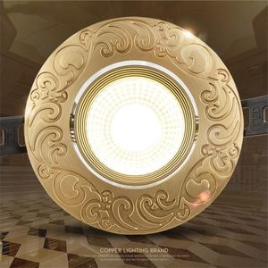 Ceiling Lights Copper European Cob Embedded Bedroom Study Led American Living Room Court Aisle Lamps Bronze Fixtures