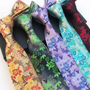 Classic Fashion Men Skinny Tie Colorful Floral Polyester 8cm Width Necktie Party Gift Accessory