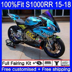 Wtryskiwanie Formy Marynki dla BMW S 1000RR S1000-RR S1000RR 15 16 17 18 Nadwozie 2NO.0 S 1000 RR S-1000RR S1000 RR 2015 2016 2017 2018 100% Fit OEM Bodys Kit Blue Shark Ryba