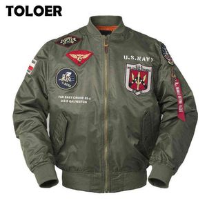 2021 Militare Giubbotti Degli Uomini di Autunno Dell'annata Top Gun Streetwear Hip Hop Cappotti Lettera degli uomini Punk Bomber Volo Air Force Giacca Pilota Y1109