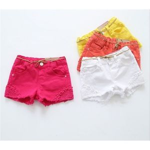 Şort Bebek Kız Yaz Moda Nakış Çocuklar Pamuk Kısa Pantolon Kemer Rahat 210723