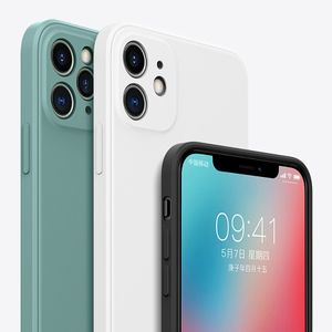 Matte Faux Liquid Silicone прямой кромки 2,0 мм сотовый телефон TPU для iPhone 7 Plus 11 12 Pro Max 13 Mini SAM S20 S21 ПРИМЕЧАНИЕ 20 Ультра A02S Обложка бампера-микрофибры