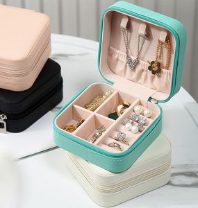 Travel Jewelry Boxes Storage Box Organizer PU Skórzany Wyświetlacz Ucha Stud Kolczyki Ring Case Naszyjnik Pierścionki Prezent Dostosowywanie WMQ896