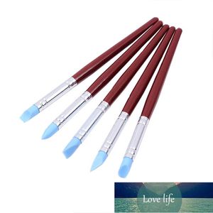 5Pcs DIY Crafts Accessories Modelling Pottery Tools Sculpting Polymer Silicone Rubber Pottery Clay Pen Wood Handle
