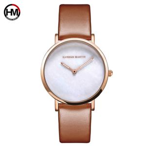 Japão Movimento de Quartzo De Couro Genuíno Imitação Simples Imitação De Show Dial Luxo Marca Ladies Wrist Watches for Women Relogio Feminino 210527