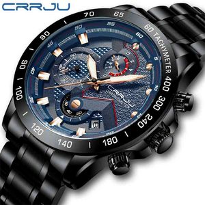CRRJU 군사 스포츠 남자 시계 캐주얼 다기능 크로노 그래프 Satianless Steel Wristwatch Relogio Masculino 210517