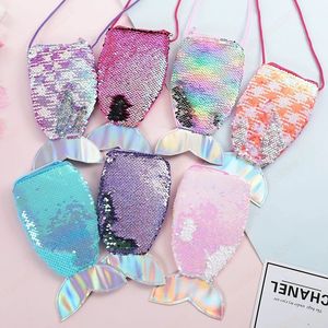 Fish Tail Sequins Children's Coin Purse Cartoon Baby Girls Mini Crossbody Bags Mermaid Handbags Shoulder Bag Accessories Wallet