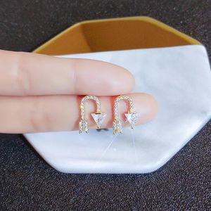 Stud chic bling österrikisk kristall zirkon diamanter ädelstenar pilar örhängen för kvinnor 18k guldfyllda smycken trendiga tillbehör