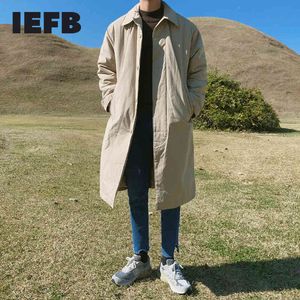 IEFB韓国のファッションフリースの毛皮の襟の襟ミッドレングス綿パッド服メンズ秋冬の厚い服男性9Y4773 210524