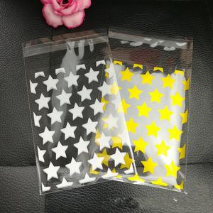 100 stks pak Star Adhesive Bag Golden Design Party Cookies DIY Gift Verpakking Zakken voor Kerst Huwelijks Candy Food Q2