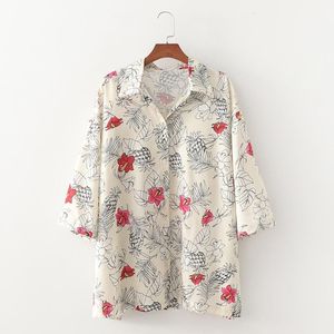 Vrouwen Vintage Grote Maat Floral Printing Smock Blouse Lange Mouw Chic Chemise Femininas Kimono Shirts Tops Dames Blouses