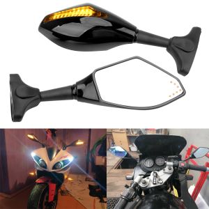 Integrated Turn Signal Mirrors for Honda CBR 600 F4i 929 954 RR F1 F2 Hurricane, LED Side Rearview Mirror Front Back