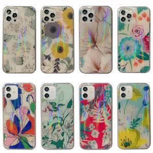 Wholesale leaf covers for sale - Group buy Bling Laser Aurora Clear Gradient Cases Holographic Magic Color Flowers Leaf TPU Back Cover For iPhone Mini Pro XS Max XR X Plus