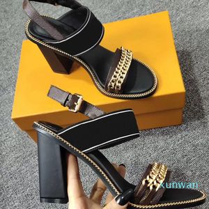 New Arrivals Luxury Women Sandal Thrill Heels 9.5cm Women Unique Designer Pointed toe Dress Wedding Shoes Sexy shoes Letters heel Sandals