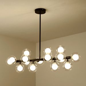 Modern Magic Bean Glass Balls Led Pendant Lampa Lyxig Branch Ljuskrona för vardagsrum Matsal G4 Guld Svart Hängande Ljus