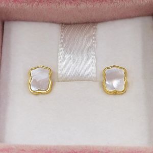 Guld- och pärlemor XXS Bear Earrings Stud 925 Sterling passar Europeiska smycken Style Gift Andy Jewel 812783030