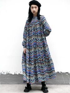 VANOVICH Sommer Langarm Mode Lässig Frauen Kleid Baumwolle Druck Wilden Koreanischen Stil Kleidung 210615